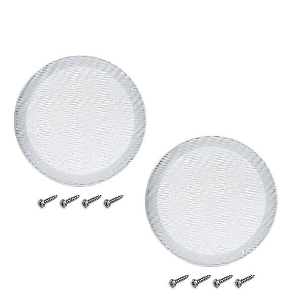 Fielect 2Pcs 8 Inch White Speaker Grill Mesh Cover SubWoofer Guard Replacement with Screws for Car Speakers