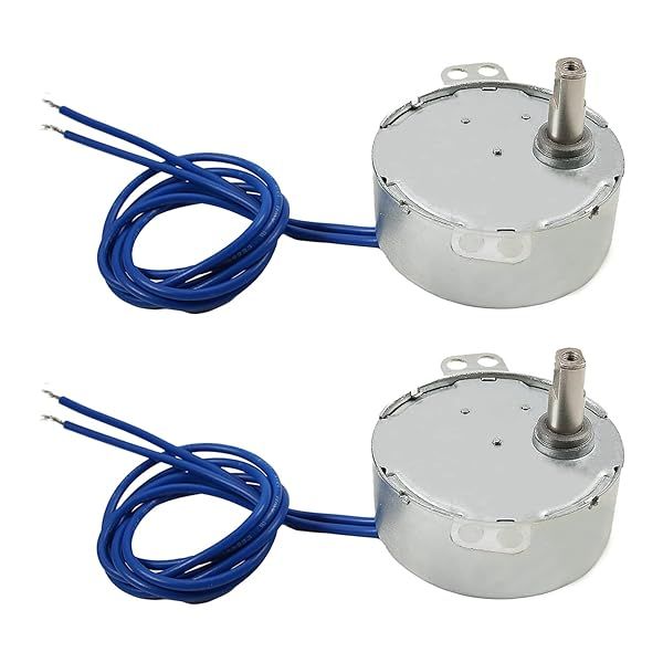 Fielect 2Pcs Synchronous Motor AC 110V 20-24RPM Turntable Motor CW CCW Direction 4W TYC-50 Double Flat Tapping Shaft