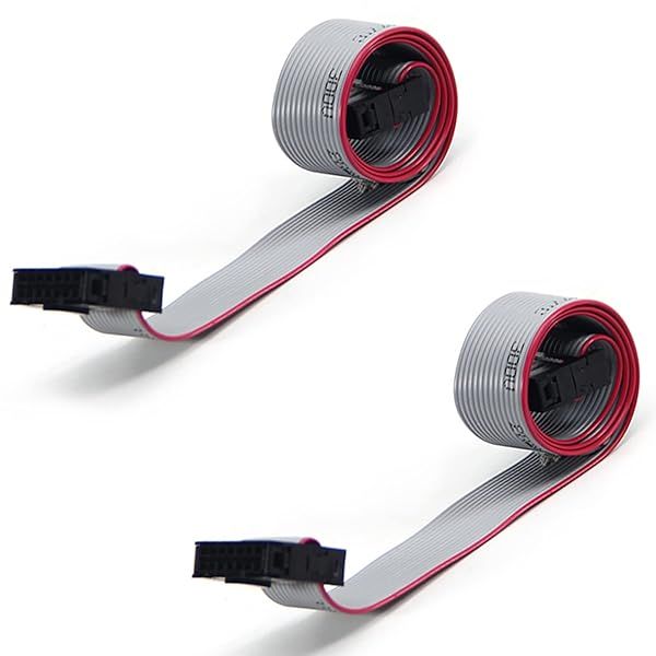 Fielect 2pcs IDC 14 Pin Connector Gray Flat Ribbon Cable 30cm 2.54mm Pitch for Reliable Connections