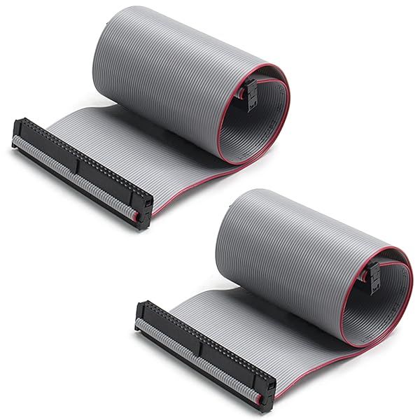 Fielect 2pcs IDC 64 Pin Connector Gray Flat Ribbon Cable 30cm 2.54mm Pitch for Reliable Connections