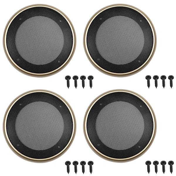 Fielect 4Pcs 4 Inch Gold Speaker Grill Cover Mesh Woofer Guard Protector with Screws for Audio Accessories