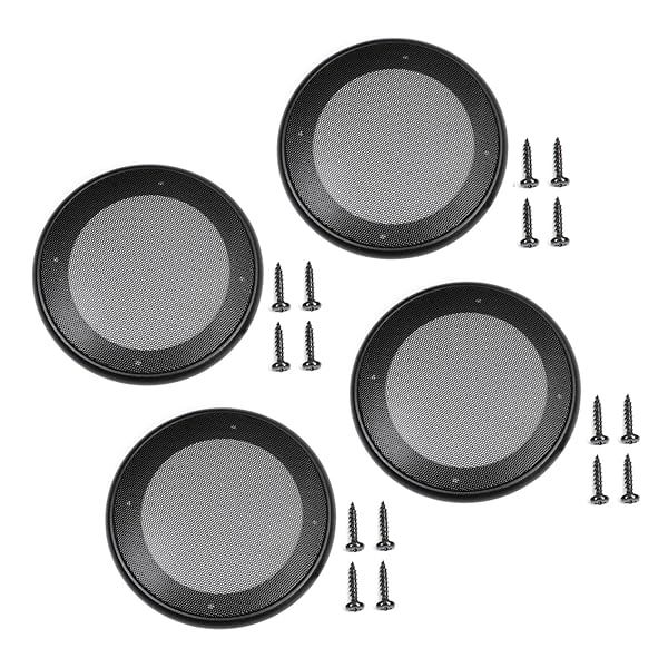 Fielect 4Pcs 5inch Speaker Grill Cover Mesh Decorative Woofer Guard Protector Black Cloth with Screws Audio Accessories