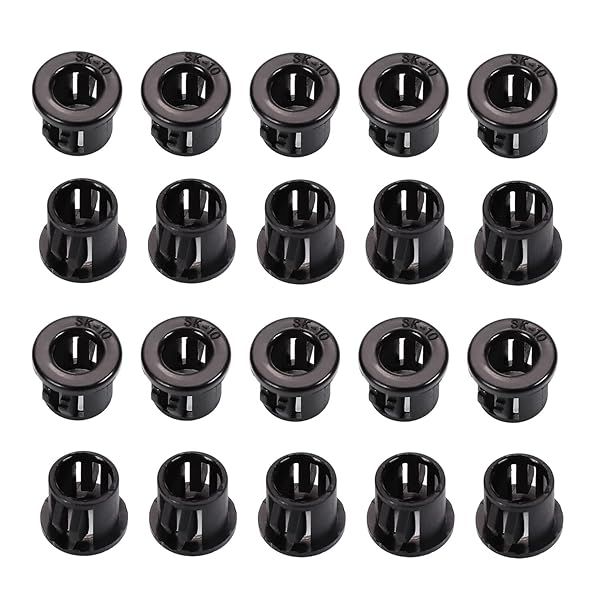 Fielect 50Pcs Nylon Cable Snap Bushing Grommet Protector 10mm Black SK-10 for Hose and Cable Management