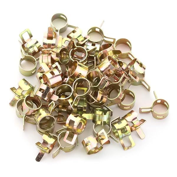 Fielect 50pcs 10mm Spring Band Hose Pipe Clamp Assortment Kit for Plumbing Automotive Mechanical Low Pressure Air Fasteners