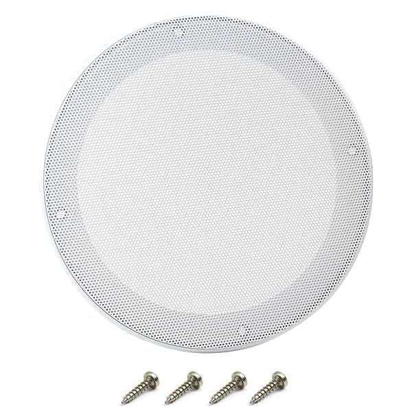 Fielect 6.5 Inch Speaker Grill Mesh Cover White Metal Trim Subwoofer Guard Protector with Screws Audio Accessories