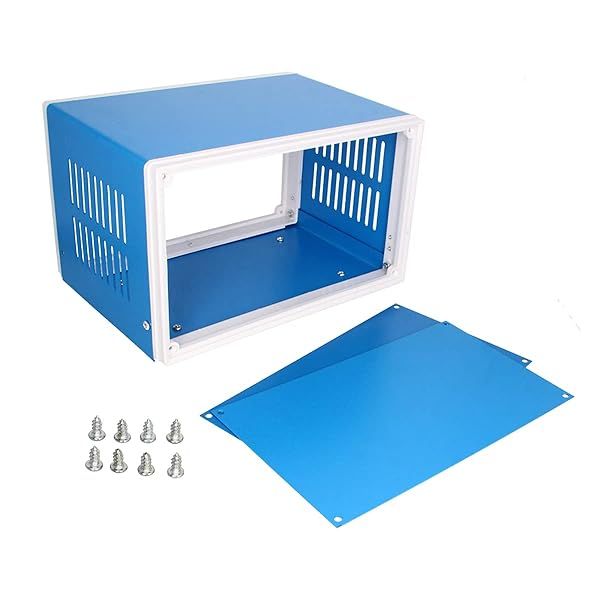 Fielect Dustproof Electronic Junction Box 7.09 x 5.12 x 4.33 Inch Metal Enclosure for Electronic Projects Blue