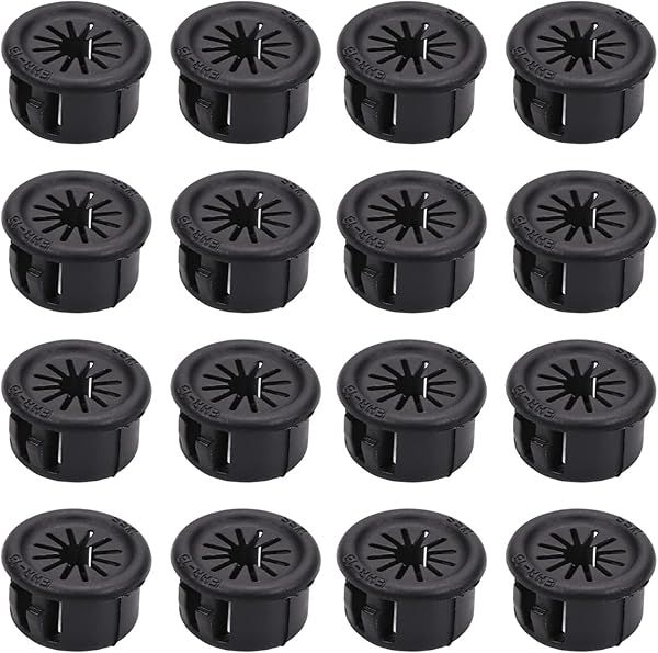 Fielect 50Pcs Cable Hose Snap Bushing Grommet Protector EHR-16 16mm Locking Black Grommet for Cable Management