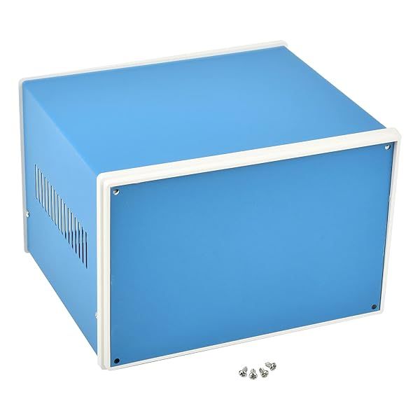 Fielect Blue Metal Electronic Enclosure Project Box 8.27 x 7.09 x 5.51 Inch DIY Junction Case