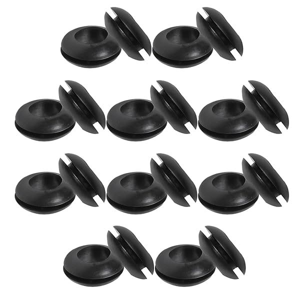 Fielect 100Pcs Rubber Grommet 12mm Inner Dia Oil Resistant for Wiring Cable Black
