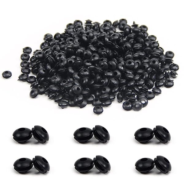 Fielect 2000Pcs Rubber Grommets 3mm Mounting Dia Oil Resistant for Wiring Cable Black