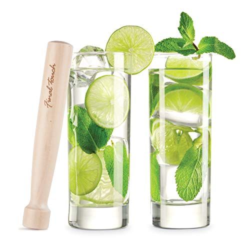 Final Touch Premium Mojito Set with Tom Collins Glasses and Wooden Muddler Complete Cocktail Kit for Perfect Mojitos