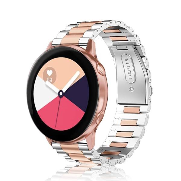 Fintie Galaxy Watch Active 40mm Bands Solid Stainless Steel Strap Rose Gold Silver for Galaxy Watch Active 2 40mm 44mm Smartwatch