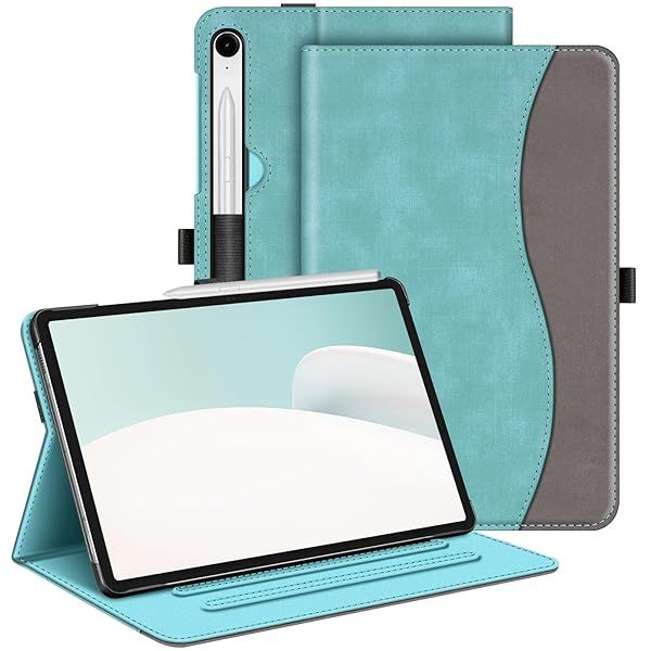Fintie Multi-Angle Protective Case for Samsung Galaxy Tab S9 FE 10.9 Inch and S9 11 Inch 2023 with Auto Sleep Wake and Pocket Turquoise