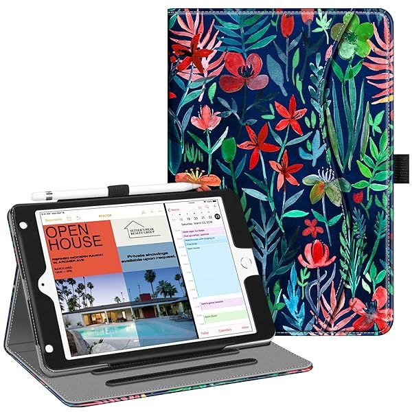 Fintie iPad Mini 5 2019 Case Multi-Angle Smart Folio Cover with Pocket Pencil Holder Auto Wake Sleep Jungle Night