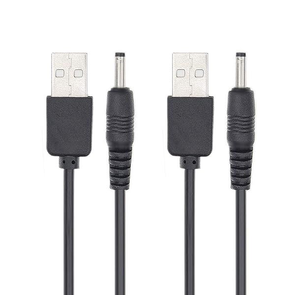 FitTurn 5V DC Power Cord USB to 3.5mm x 1.35mm Barrel Jack Adapter Charging Cable Plug Black