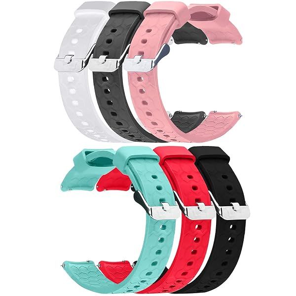 FitTurn 6pack Silicone Bands for IP67 Waterproof Sports Tracker Watch Replacement Soft Straps with Quick Release Pins in Six Colors