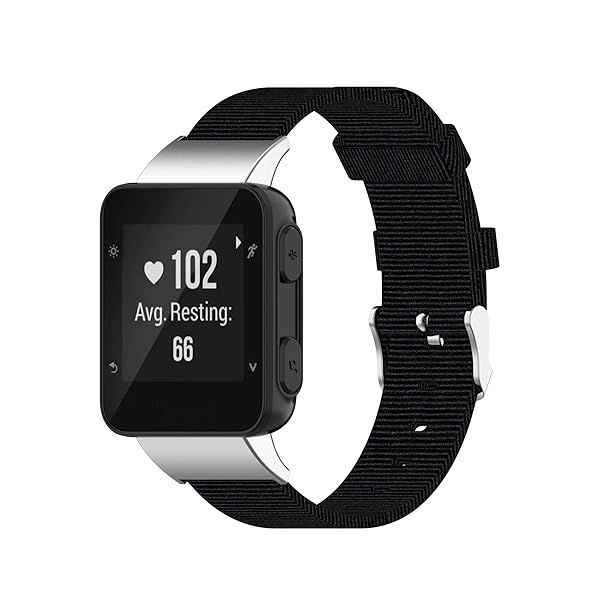 FitTurn Woven Nylon Strap for Garmin Forerunner 35 and 30 Adjustable Replacement Band Fitness Bracelet Wristband Black