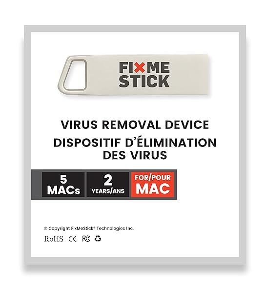 FixMeStick Computer Virus Removal Stick for Apple Macs Unlimited Use on 5 Laptops or Desktops for 2 Years Compatible with Your Antivirus