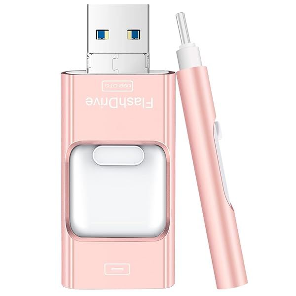 512GB Flash Drive for iPhone 4 in 1 USB Type C Memory Stick External Storage for iPhone iPad Android Computer Rose Pink