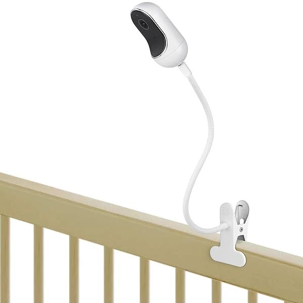Flexible Clip Mount for Owlet & Motorola Baby Monitors - No Tools, No Wall Damage, Easy Setup - White