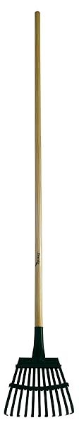 "Flexrake 100050981 8" Wood Handle Shrub Rake - Durable Gardening Tool for Easy Yard Maintenance"