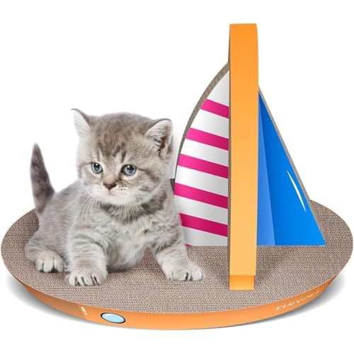 FluffyDream Cat Condo Scratcher Post Sailboat Shape Durable Lounge Bed Prevents Furniture Damage 21.26x13.78x15.75 inch