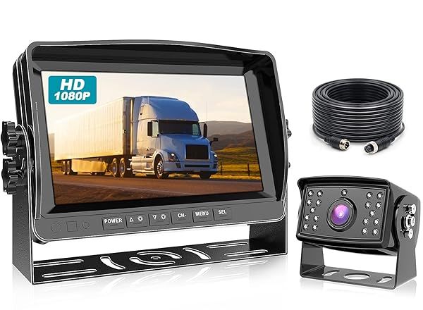 Fookoo ? HD Backup Camera System Kit 9 Inch 1080P Monitor Waterproof Rear View Camera for Truck Semi Trailer Box Truck RV