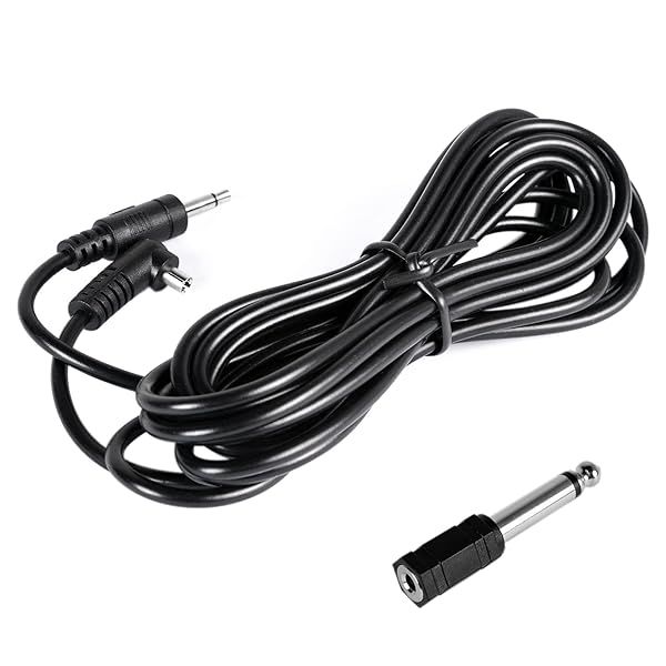 Fotoconic 10ft 3M 3.5mm Male Flash PC Sync Cord Cable with 6.35mm Adapter for Studio Strobe Trigger Camera Lighting