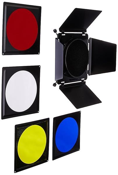 Fotodiox Fotodiox Universal Barndoor Kit with 45 Degree Honeycomb Grid & Color Gels, for Bowens Gemini Standard, Classica Powerpack, R Series, Rx Series and Pro Series Strobe Flash Light with
