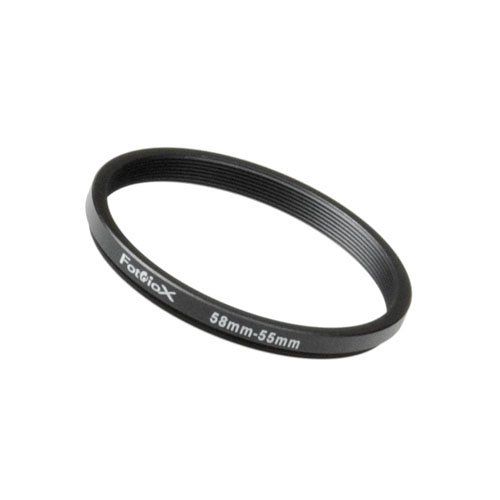 Fotodiox 58mm to 55mm Metal Step Down Ring - Anodized Black for Superior Durability
