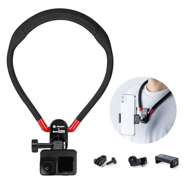 Fotopro POV Neck Selfie Holder: Flexible Silicone Mount for Action Cameras & Phones