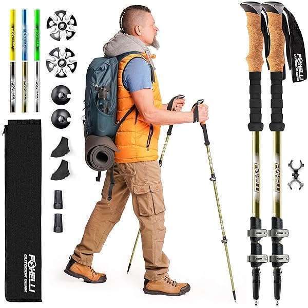 Foxelli Trekking Poles: Lightweight, Collapsible Hiking Poles for Men, Women & Seniors - Perfect Balance & Support