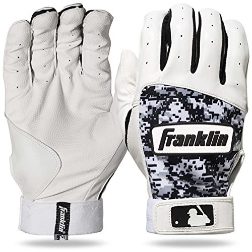 Franklin Sports MLB Digitek Baseball Batting Gloves - Gray/White/Black for Adults - X-Large Size