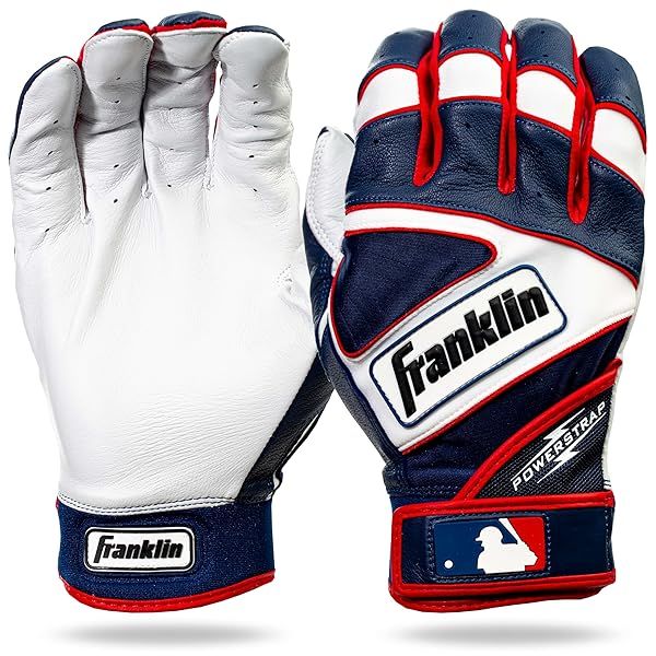 Shop Franklin Sports MLB Powerstrap Batting Gloves - Youth Large in Pearl/Navy/Red for Ultimate Performance