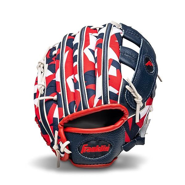"Franklin Sports 9.5" Kids Baseball Tball Glove - Unisex Youth Glove for Boys & Girls, Navy/Red"