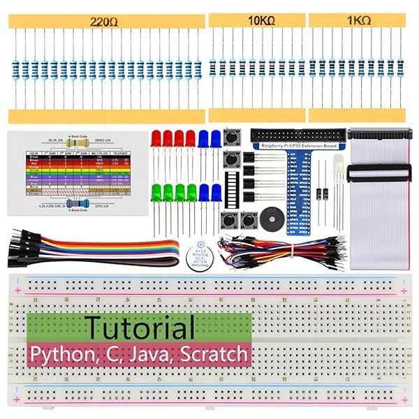 Freenove Basic Starter Kit for Raspberry Pi with 383 Page Tutorial and 48 Projects for Python C Java Scratch Processing