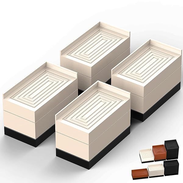 Adjustable Furniture Risers for Bed Sofa Desk Table Chair Heavy Duty Support Up to 1300 Lbs 3 Inch Apricot Rectangle Blocks