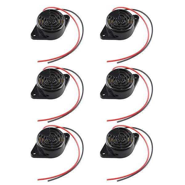 Futheda 6PCS SFM-27 DC 3-24V Industrial Electronic Buzzer Alarm Sounder Continuous Beep Black
