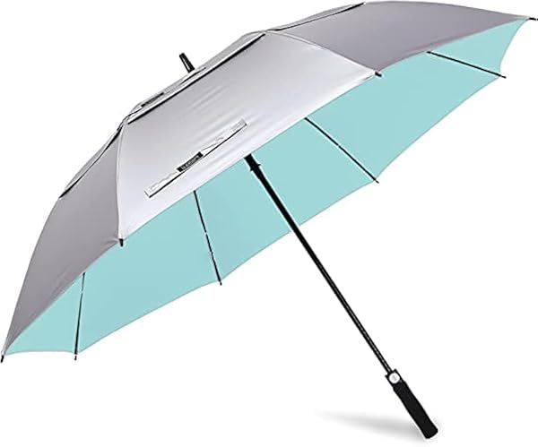 G4Free 47 inch UV Protection Golf Umbrella, Auto Open Vented Double Canopy Large Windproof Sun Rain Umbrellas (Silver Lake Blue)