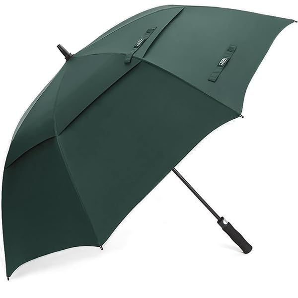 G4Free 54 Inch Automatic Open Golf Umbrella Windproof Extra Large Double Canopy Waterproof Stick Umbrella for Men Dark Green