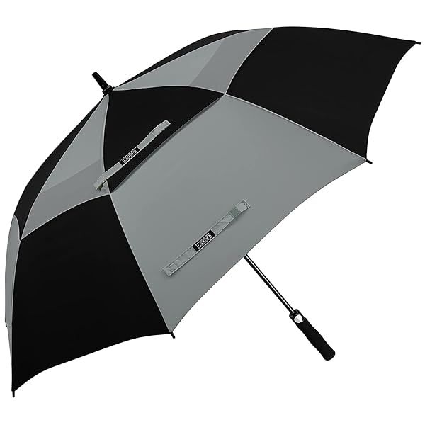 G4Free 62 Inch Automatic Open Golf Umbrella Extra Large Windproof Waterproof Double Canopy Black Grey