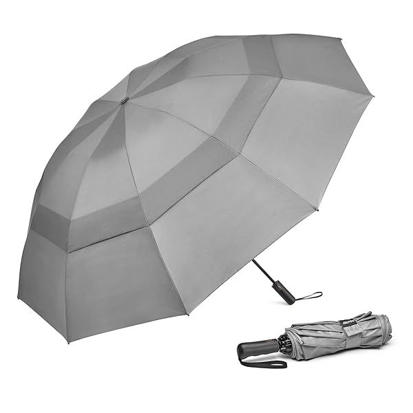 G4Free 42 46 54 62 Inch Large Golf Umbrella Compact Reverse Travel Umbrella 10 Ribs Windproof for Rain Double Canopy Automatic Open Close