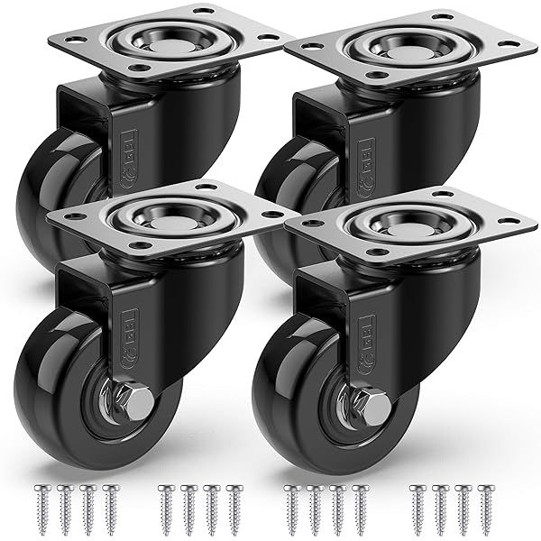 "GBL 2" Heavy Duty Caster Wheels Set of 4 - 440Lbs Capacity, Silent Rubber Swivel Casters for Furniture, No Floor Marks"