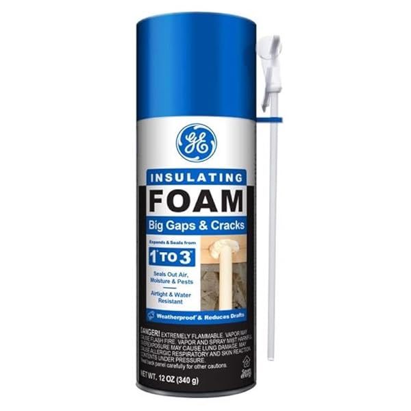 GE White Foam Insulating Sealant for Big Gaps & Cracks - 12 oz | Ultimate Home Repair Solution