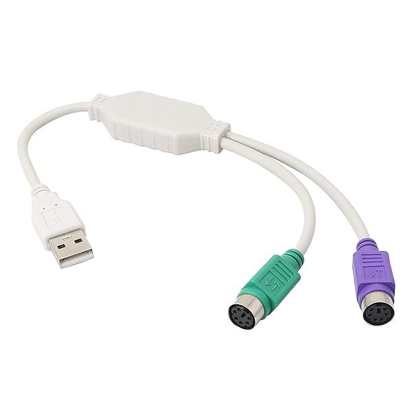LEIHONG PS/2 to USB Cable Adapter - Convert PS/2 Keyboard & Mouse to USB (White)