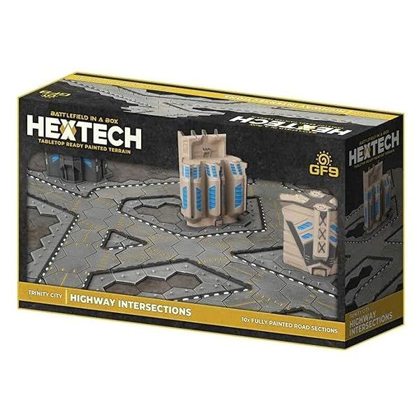 GF9 Hextech Trinity City Highway Intersections 10 Road Sections Tabletop Ready Painted Terrain Sci-Fi RPG Accessory