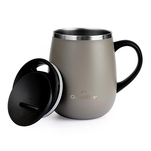 GRANDTIES Insulated Coffee Mug - 16 oz Thermal Tumbler with Handle & Sliding Lid for Hot/Cold Drinks