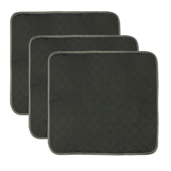 GRUENERDE Ultra Absorbent Waterproof Washable Incontinence Chair Pads for Wheelchair and Sofa 21x22in Black Set of 3