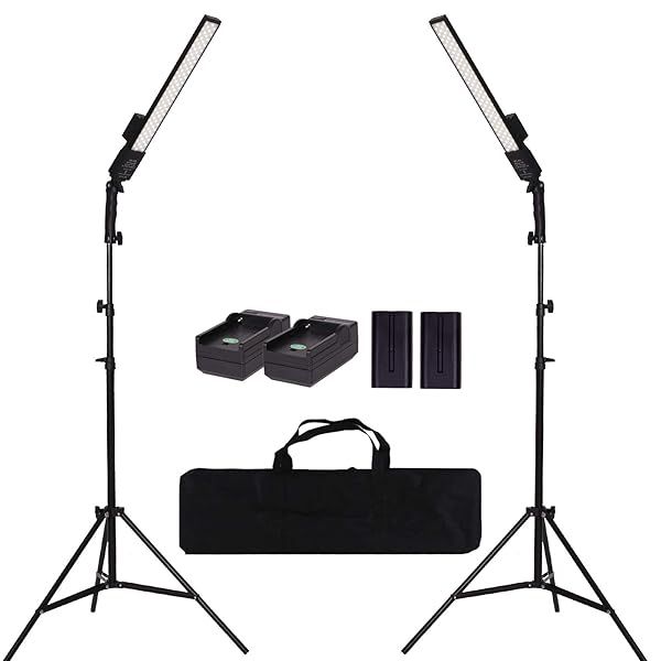 GSKAIWEN LED Video Light Portable Handheld Dimmable Photography Light Kit with Battery and Stand for YouTube and Outdoor Video