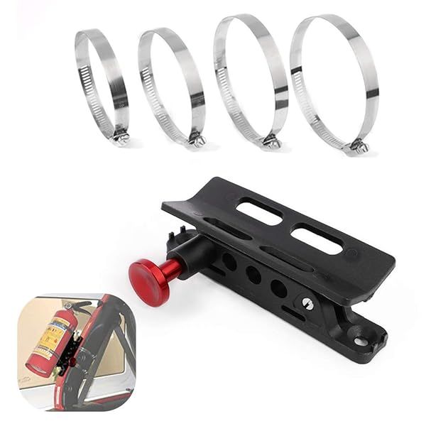 GUAIMI Adjustable Fire Extinguisher Mount Holder Bracket for Wrangler TJ JK JKU JL UTVs Polaris RZR Ranger Home Boat Red